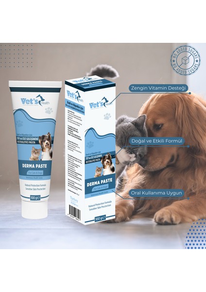 Derma Paste Kedi ve Köpekler Için Tüy ve Cilt Gelişimini Destekleyici Pasta 100G fırsatları