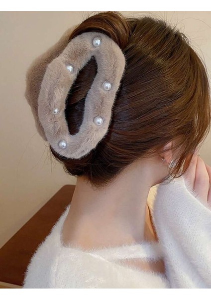 Büyük Boy Inci Peluş Mandal Toka 13 cm