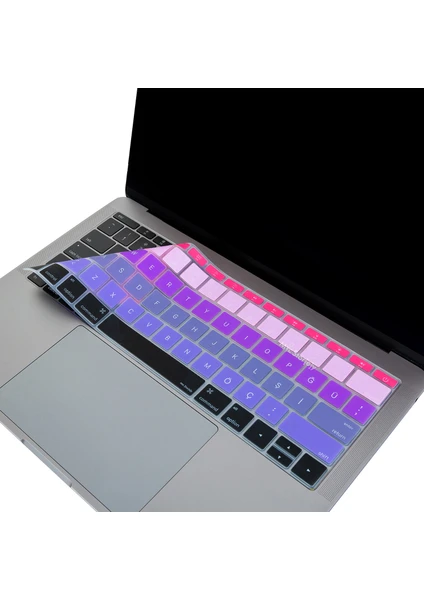 Laptop Macbook Pro Klavye Kılıf US-TR Harf Baskılı A1534 A1708 ile Uyumlu Ombre