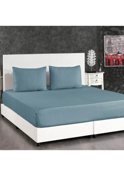 Pamuk Saten 180X200 Çift Kişilik Çizgili Lastikli Çarşaf Seti fiyatları
