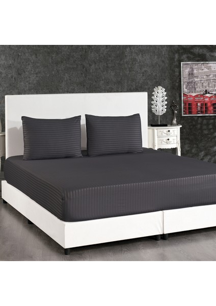Pamuk Saten 100X200 Tek Kişilik Çizgili Lastikli Çarşaf Seti fiyatları