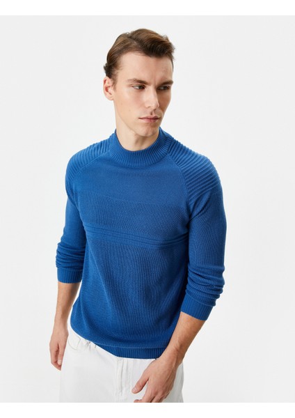 Triko Kazak Slim Fit Dokulu Bisiklet Yaka Uzun Kollu