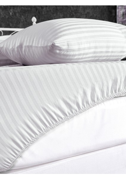 Pamuklu 180X200 Çift Kişilik Çizgili Lastikli Çarşaf Seti
