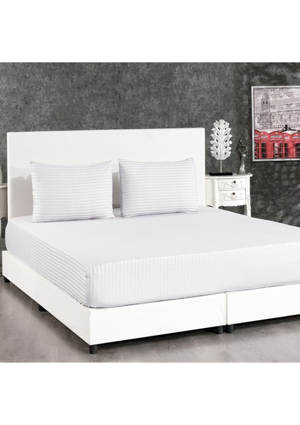 Pamuklu 180X200 Çift Kişilik Çizgili Lastikli Çarşaf Seti fiyatları