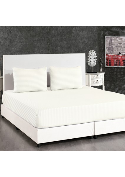Pamuklu 100X200 Tek Kişilik Çizgili Lastikli Çarşaf Seti