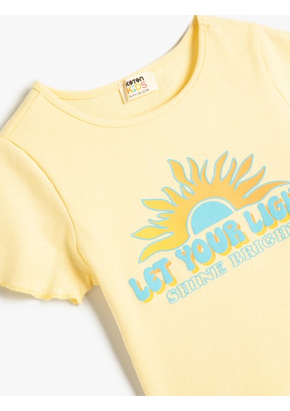 Crop Tişört Kısa Kollu Yaz Temalı Pamuklu modelleri