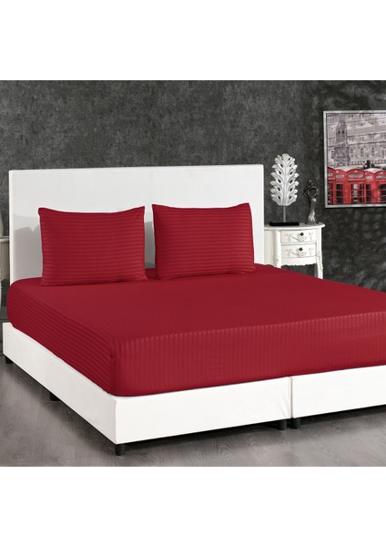 Pamuk Saten 180X200 Çift Kişilik Çizgili Lastikli Çarşaf Seti fiyatları