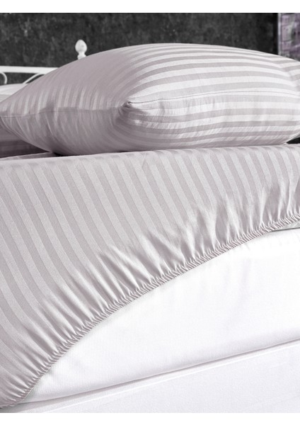 Pamuklu 100X200 Tek Kişilik Çizgili Lastikli Çarşaf Seti