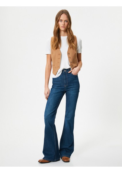 Ispanyol Paça Kot Pantolon Slim Fit Standard Bel Esnek Pamuklu Cepli - Victoria Jeans fiyatları