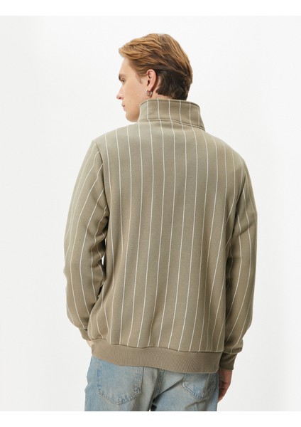 Yarım Fermuarlı Sweatshirt Slogan Baskılı Dik Yaka fırsatları