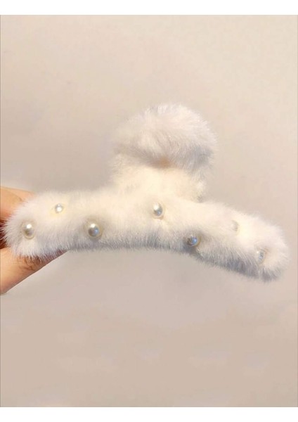 Büyük Boy Inci Peluş Mandal Toka 12 cm