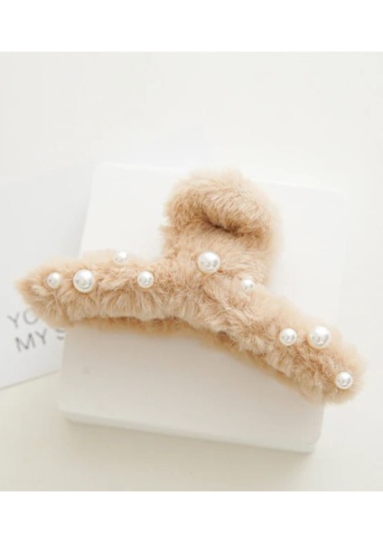 Büyük Boy Inci Peluş Mandal Toka 12 cm