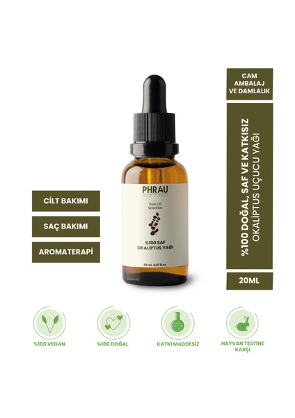 %100 Saf ve Doğal Okaliptus Uçucu Yağı 20 ml