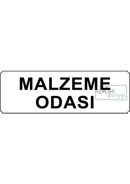 Malzeme Odası Yönlendirme Levhası 20 cm x 7 cm Beyaz Metal