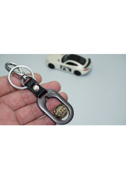 Audi Logo Çift Yön Dönerli Deri Gold Metal Stil Anahtarlık fiyatları