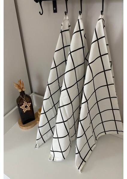 3'lü Kareli Kurulama Bezi - Alman Bezi - Ince Keten El Bezi - 50 x 70 cm