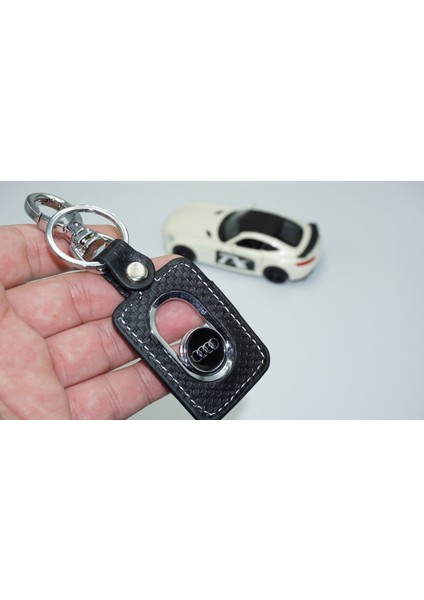 Audi Logo Çift Yön Dönerli Deri Siyah Metal Stil Anahtarlık modelleri