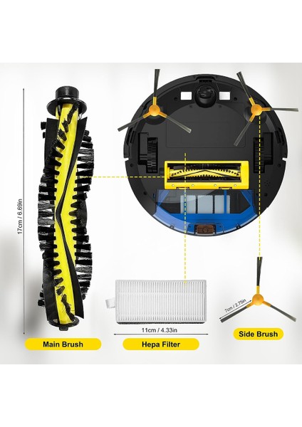 X500 X500 Pro M1 M2 Aksesuar Kiti Için X500 Robot Vakum Yedek Parçalar Rulo Fırça Filtreleri (Yurt Dışından)