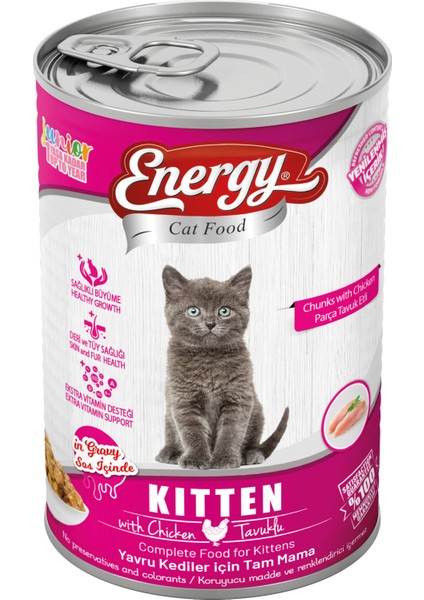 Pet Food Energy Tavuklu Yavru Islak Konserve Maması 415 Gram 80 Adet