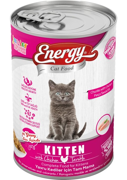 Pet Food Energy Tavuklu Yavru Islak Konserve Maması 415 Gram 80 Adet