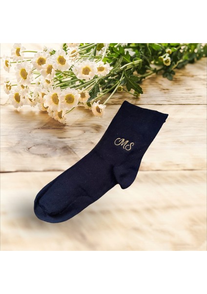 Kişiye Özel Isim Veya Harf Nakışlı Hediyelik Damat, Gelin Veya Sevgili Çorabı