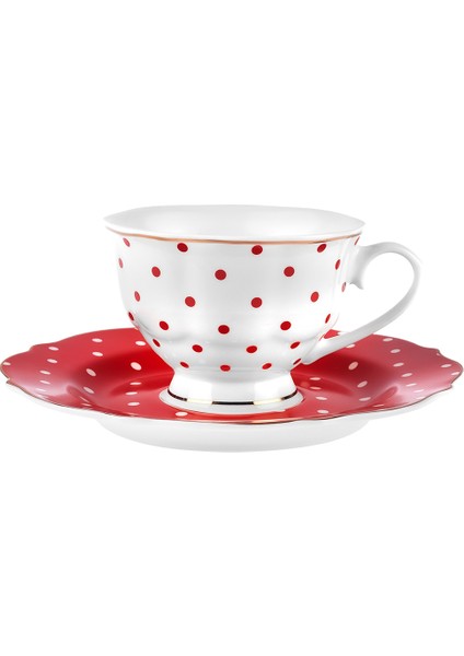 New Romantic Puantiyeli Çay Fincanı 220 ml Kırmızı