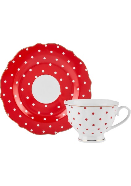 New Romantic Puantiyeli Çay Fincanı 220 ml Kırmızı fiyatları