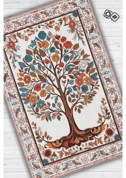Art Deco Hayat Ağacı Vintage Halı Görünümlü Dijital Baskı Renkli Halı Rustik Çiçekli Halı fiyatları
