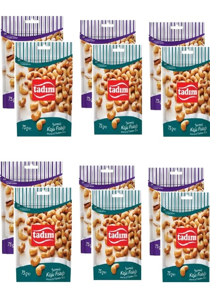 Karışık Kuryemiş Kokteyl 75 gr x 6 Adet & Tadım Işlenmiş Kaju Fıstığı 75 gr x 6 Adet