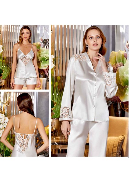 S310 Saten Dantelli 6 Lı Set --Ekru - -- M