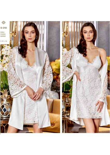S310 Saten Dantelli 6 Lı Set --Ekru - -- M