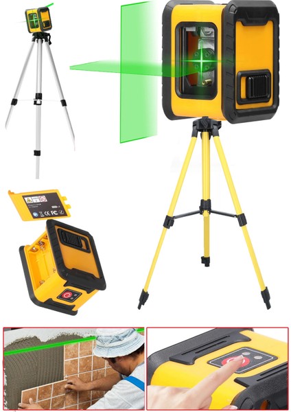 Staxx Power Mini Boy Portatif 2 Köşe Pilli Dikey ve Yatay Yeşil Işık Lazer Çizgi Hizalama Makinesi + Tripod