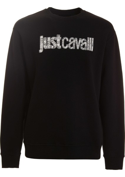 Bisiklet Yaka Siyah Erkek Sweatshirt 75OAIG05