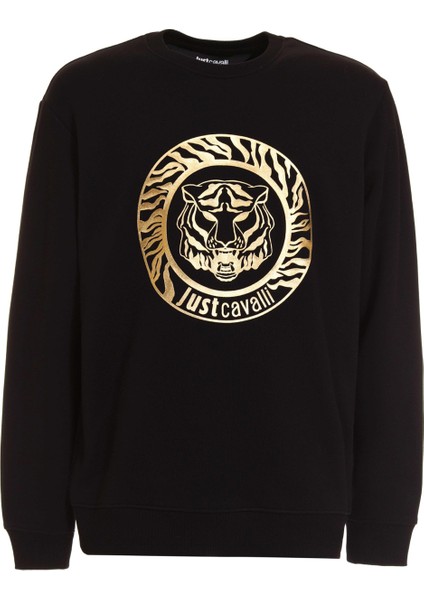 Bisiklet Yaka Siyah Erkek Sweatshirt 75OAIT01