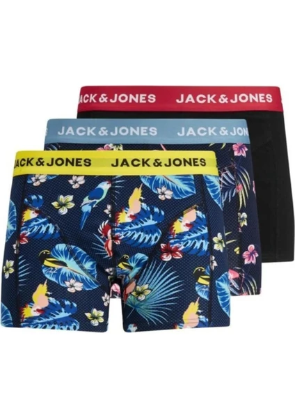 Jack & Jones Jacflower Bırd Trunks 3 Pack Noos Erkek Mavi Boxer 12194104-Blue