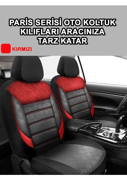Ford Cargo Uyumlu Paris Desen Oto Koltuk Araba Kılıfı Kırmızı Model