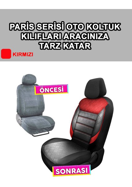 Ford Cargo Uyumlu Paris Desen Oto Koltuk Araba Kılıfı Kırmızı Model