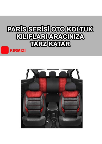 Ford Cargo Uyumlu Paris Desen Oto Koltuk Araba Kılıfı Kırmızı Model