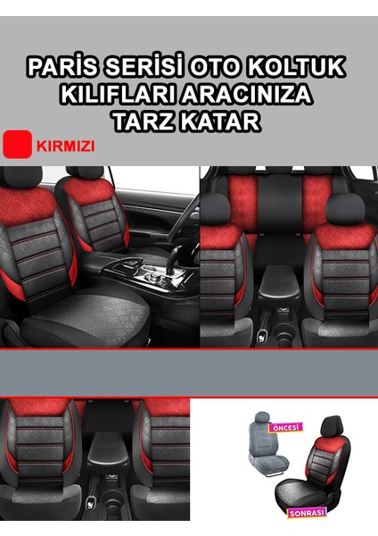 Ford Cargo Uyumlu Paris Desen Oto Koltuk Araba Kılıfı Kırmızı Model