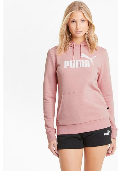 Essentials Logo Kadın Pembe Kapüşonlu Sweatshirt