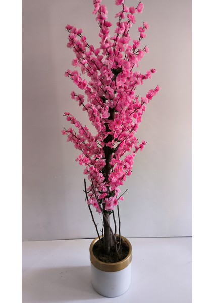 Rüzgar Yapay Çiçekçilik 30 x 30 cm Krem Gold Saksıda Pembe Bahardalı Ağacı modelleri