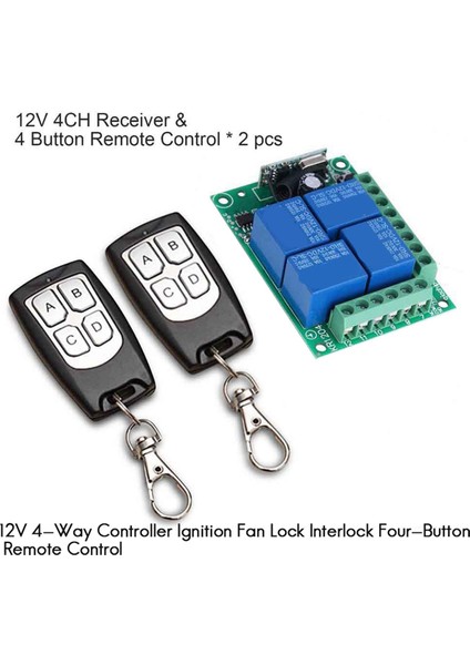 2x Evrensel Kablosuz Uzaktan Kumanda Anahtarı Dc 12 V 4ch Röle Alıcı Modülü ile 4 Kanal Rf Uzaktan 433 Mhz Verici (Yurt Dışından)