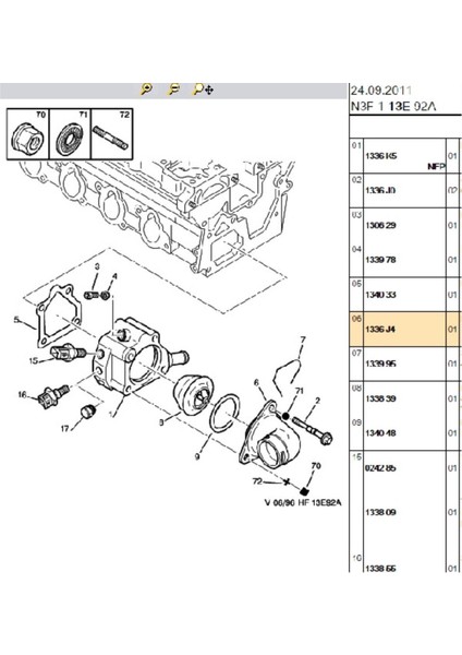 Termostat Kapağı 306 406 (2561548003-1336J4)