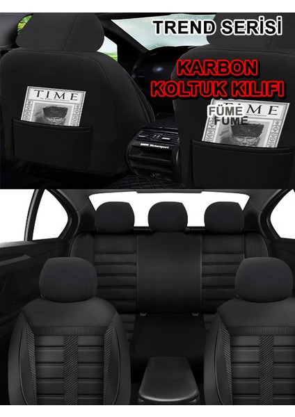 Opel Insignia Uyumlu Trend Serisi Karbon Oto Koltuk Araba Kılıfı Füme Model