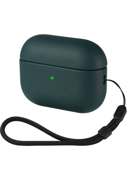 Apple Airpdos Pro2 Kablosuz Şarjlı ve Ön LED Görünür Deri Kaplamalı Tam Gövde Kılıfı (Yurt Dışından)