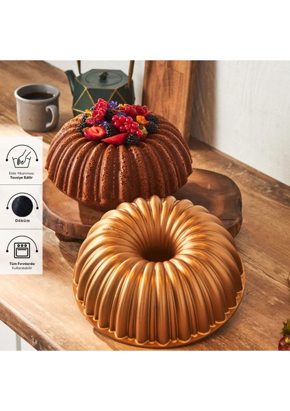 Cake Pro Dilimli Gold Döküm Kek Kalıbı