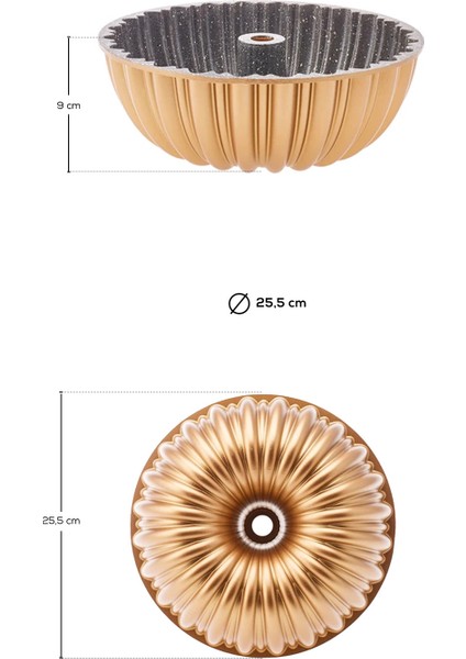 Cake Pro Dilimli Gold Döküm Kek Kalıbı