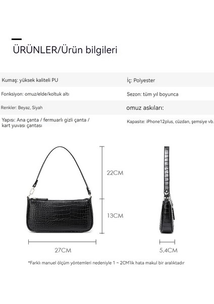 Kadınlar Için Koltuk Altı Baget Çanta Retro Timsah Desenli Küçük Çanta Kadın Omuz Çantası (Yurt Dışından) modelleri