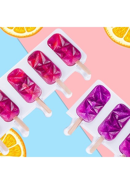 4 Boşluk Stili 8 Boşluk Silikon Popsicle Kalıp Çizgili Dondurma Bar Yapımcıları Dıy Kithchen Dondurma Çubukları ile Ev Yapımı Buz Lolly Kalıpları (Yurt Dışından)