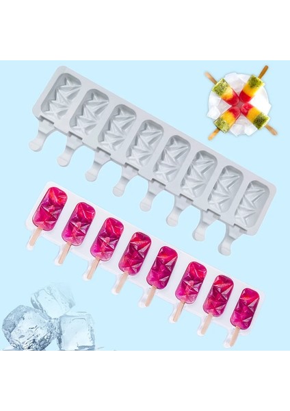 4 Boşluk Stili 8 Boşluk Silikon Popsicle Kalıp Çizgili Dondurma Bar Yapımcıları Dıy Kithchen Dondurma Çubukları ile Ev Yapımı Buz Lolly Kalıpları (Yurt Dışından)